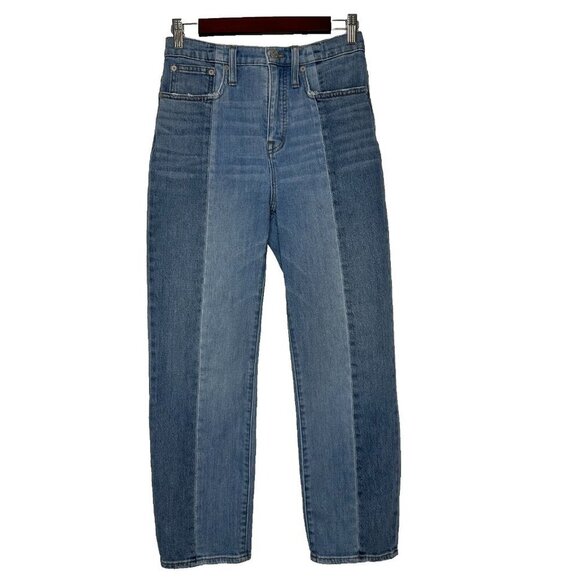 Madewell Classic Straight Jeans Blue Two Tone Pieced Edition Clairmont Size 26 - Picture 1 of 11